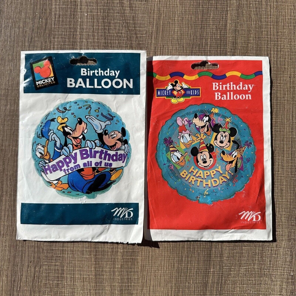 Vintage 90s Disney Mickey Mouse Unlimited Birthday‎ Balloons Goofy Lot of 2